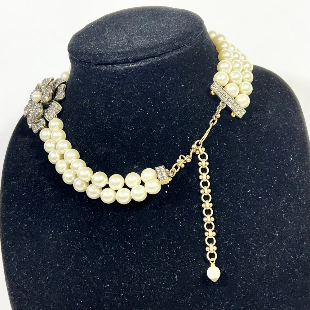 Heidi Daus Passionate Posey Double-Row Beaded Necklace Floral Pendant - Picture 3 of 12